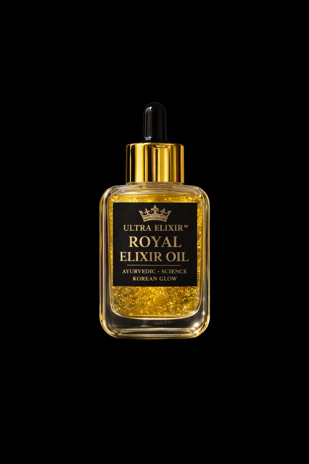 ULTRA ELIXIR™ Royal Glow Oil
24K Gold Luxury Facial Oil with THDA Vitamin-C, Sea Buckthorn CO₂, Squalane & Ayurvedic Infusion
(Night Repair • Anti-Aging • Korean Glow Finish)