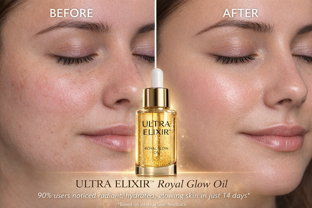 ULTRA ELIXIR™ Royal Glow Oil
24K Gold Luxury Facial Oil with THDA Vitamin-C, Sea Buckthorn CO₂, Squalane & Ayurvedic Infusion
(Night Repair • Anti-Aging • Korean Glow Finish)